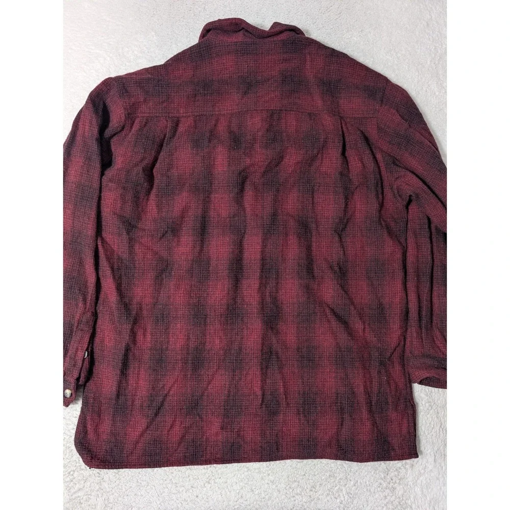 Vintage Eddie Bauer Men's XL Tall 1990s Red Plaid WOOL Long Sleeve Shirt Flannel
